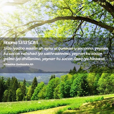 Picture 02 - Rooma 13:13 SOM - Sida iyadoo maalin ah aynu si qumman u soconno, - Bible Verse Picture