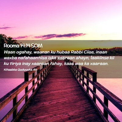Picture 02 - Rooma 14:14 SOM - Waan ogahay, waanan ku hubaa Rabbi Ciise, inaan - Bible Verse Picture