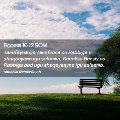 Picture 02 - Rooma 16:12 SOM - Tarufayna iyo Tarufoosa oo Rabbiga u shaqeeyana - Bible Verse Picture