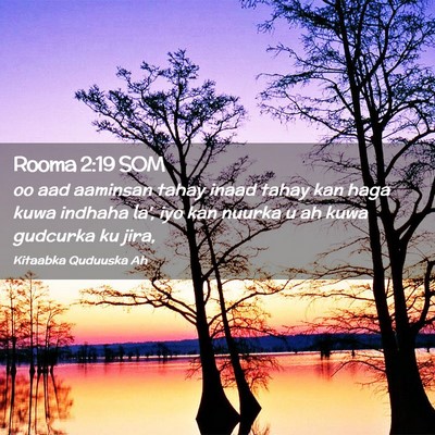 Picture 02 - Rooma 2:19 SOM - oo aad aaminsan tahay inaad tahay kan haga kuwa - Bible Verse Picture