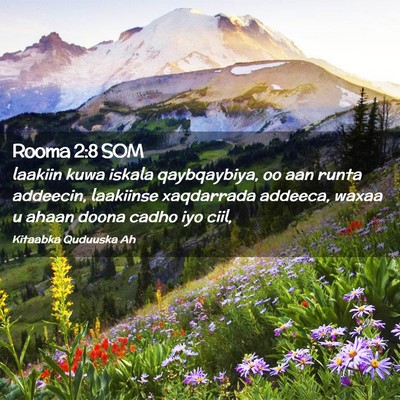 Picture 02 - Rooma 2:8 SOM - laakiin kuwa iskala qaybqaybiya, oo aan runta - Bible Verse Picture