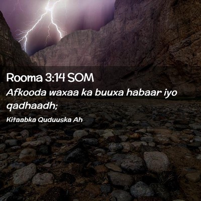 Picture 02 - Rooma 3:14 SOM - Afkooda waxaa ka buuxa habaar iyo - Bible Verse Picture
