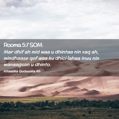 Picture 02 - Rooma 5:7 SOM - Mar dhif ah mid waa u dhintaa nin xaq ah, - Bible Verse Picture