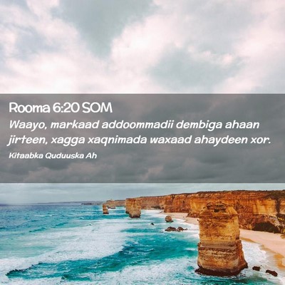 Picture 02 - Rooma 6:20 SOM - Waayo, markaad addoommadii dembiga ahaan jirteen, - Bible Verse Picture