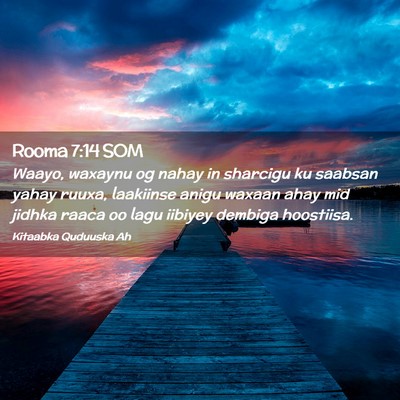 Picture 02 - Rooma 7:14 SOM - Waayo, waxaynu og nahay in sharcigu ku saabsan - Bible Verse Picture