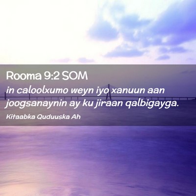 Picture 02 - Rooma 9:2 SOM - in caloolxumo weyn iyo xanuun aan joogsanaynin ay - Bible Verse Picture