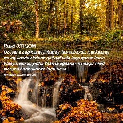 Picture 02 - Ruud 3:14 SOM - Oo iyana cagihiisay jiifsatay ilaa subaxdii, - Bible Verse Picture