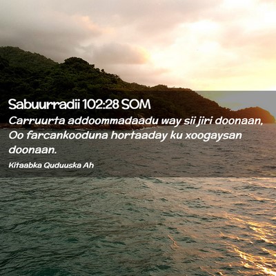 Picture 02 - Sabuurradii 102:28 SOM - Carruurta addoommadaadu way sii jiri doonaan, Oo - Bible Verse Picture