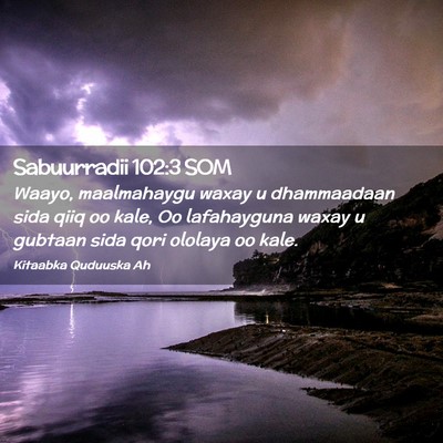 Picture 02 - Sabuurradii 102:3 SOM - Waayo, maalmahaygu waxay u dhammaadaan sida qiiq - Bible Verse Picture