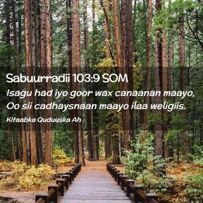 Picture 02 - Sabuurradii 103:9 SOM - Isagu had iyo goor wax canaanan maayo, Oo sii - Bible Verse Picture