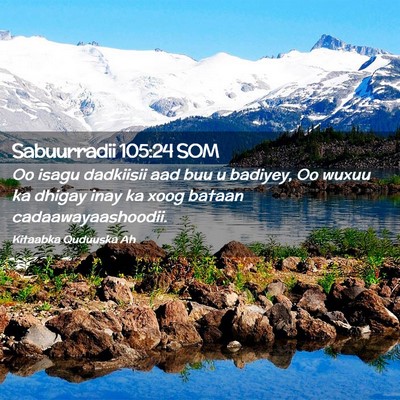 Picture 02 - Sabuurradii 105:24 SOM - Oo isagu dadkiisii aad buu u badiyey, Oo wuxuu ka - Bible Verse Picture