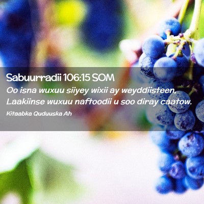 Picture 02 - Sabuurradii 106:15 SOM - Oo isna wuxuu siiyey wixii ay weyddiisteen, - Bible Verse Picture