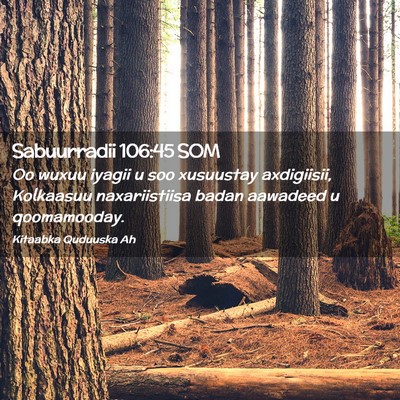 Picture 02 - Sabuurradii 106:45 SOM - Oo wuxuu iyagii u soo xusuustay axdigiisii, - Bible Verse Picture