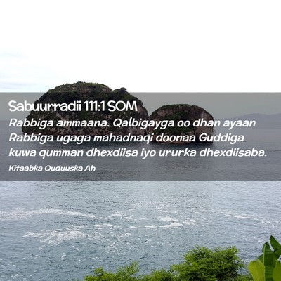 Picture 02 - Sabuurradii 111:1 SOM - Rabbiga ammaana. Qalbigayga oo dhan ayaan Rabbiga - Bible Verse Picture
