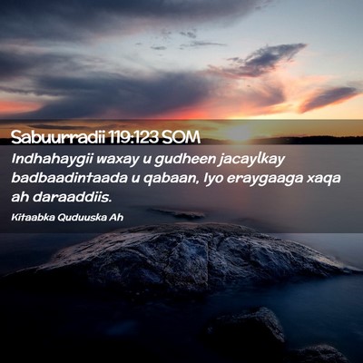 Picture 02 - Sabuurradii 119:123 SOM - Indhahaygii waxay u gudheen jacaylkay - Bible Verse Picture