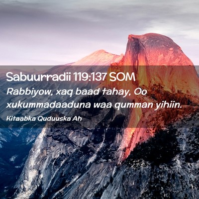 Picture 02 - Sabuurradii 119:137 SOM - Rabbiyow, xaq baad tahay, Oo xukummadaaduna waa - Bible Verse Picture