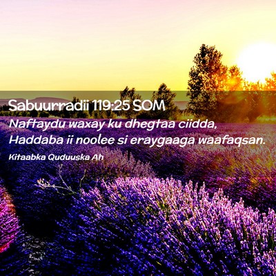 Picture 02 - Sabuurradii 119:25 SOM - Naftaydu waxay ku dhegtaa ciidda, Haddaba ii - Bible Verse Picture