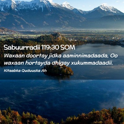 Picture 02 - Sabuurradii 119:30 SOM - Waxaan doortay jidka aaminnimadaada, Oo waxaan - Bible Verse Picture