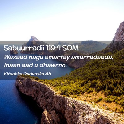 Picture 02 - Sabuurradii 119:4 SOM - Waxaad nagu amartay amarradaada, Inaan aad u - Bible Verse Picture