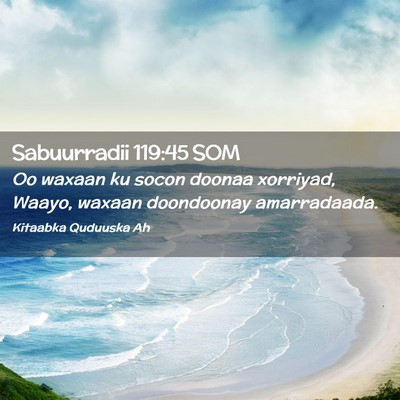 Picture 02 - Sabuurradii 119:45 SOM - Oo waxaan ku socon doonaa xorriyad, Waayo, waxaan - Bible Verse Picture