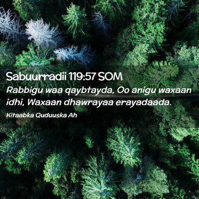 Picture 02 - Sabuurradii 119:57 SOM - Rabbigu waa qaybtayda, Oo anigu waxaan idhi, - Bible Verse Picture