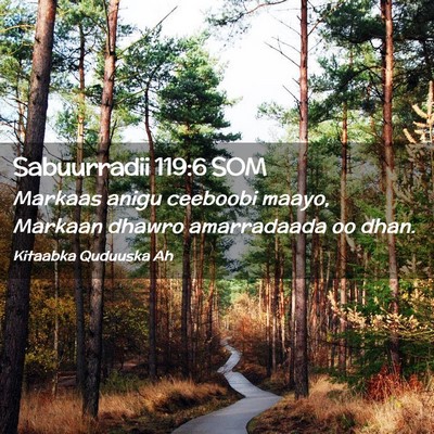 Picture 02 - Sabuurradii 119:6 SOM - Markaas anigu ceeboobi maayo, Markaan dhawro - Bible Verse Picture