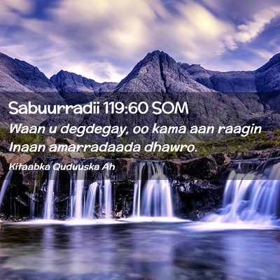 Picture 02 - Sabuurradii 119:60 SOM - Waan u degdegay, oo kama aan raagin Inaan - Bible Verse Picture