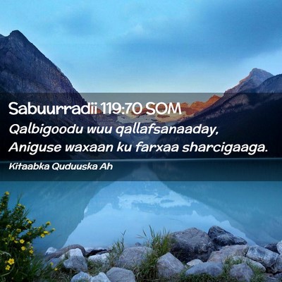 Picture 02 - Sabuurradii 119:70 SOM - Qalbigoodu wuu qallafsanaaday, Aniguse waxaan ku - Bible Verse Picture