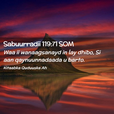Picture 02 - Sabuurradii 119:71 SOM - Waa ii wanaagsanayd in lay dhibo, Si aan - Bible Verse Picture