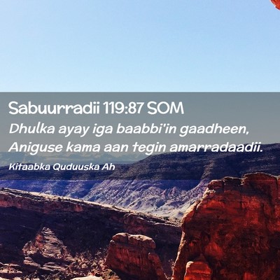 Picture 02 - Sabuurradii 119:87 SOM - Dhulka ayay iga baabbi'in gaadheen, Aniguse kama - Bible Verse Picture