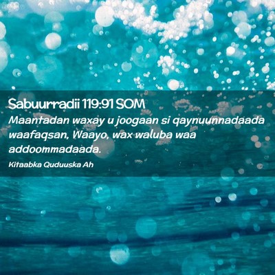 Picture 02 - Sabuurradii 119:91 SOM - Maantadan waxay u joogaan si qaynuunnadaada - Bible Verse Picture