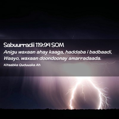 Picture 02 - Sabuurradii 119:94 SOM - Anigu waxaan ahay kaaga, haddaba i badbaadi, - Bible Verse Picture