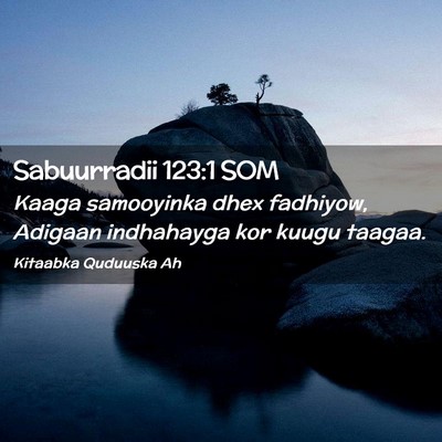 Picture 02 - Sabuurradii 123:1 SOM - Kaaga samooyinka dhex fadhiyow, Adigaan - Bible Verse Picture