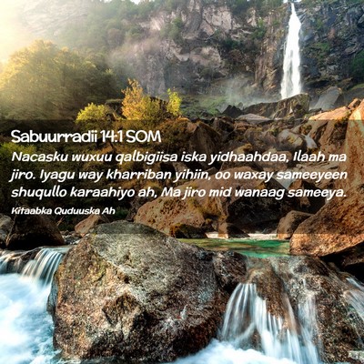 Picture 02 - Sabuurradii 14:1 SOM - Nacasku wuxuu qalbigiisa iska yidhaahdaa, Ilaah - Bible Verse Picture