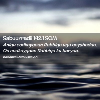 Picture 02 - Sabuurradii 142:1 SOM - Anigu codkaygaan Rabbiga ugu qayshadaa, Oo - Bible Verse Picture