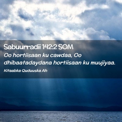 Picture 02 - Sabuurradii 142:2 SOM - Oo hortiisaan ku cawdaa, Oo dhibaatadaydana - Bible Verse Picture