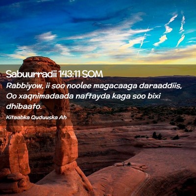 Picture 02 - Sabuurradii 143:11 SOM - Rabbiyow, ii soo noolee magacaaga daraaddiis, Oo - Bible Verse Picture