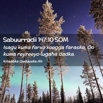 Picture 02 - Sabuurradii 147:10 SOM - Isagu kuma farxo xoogga faraska, Oo kuma reyreeyo - Bible Verse Picture