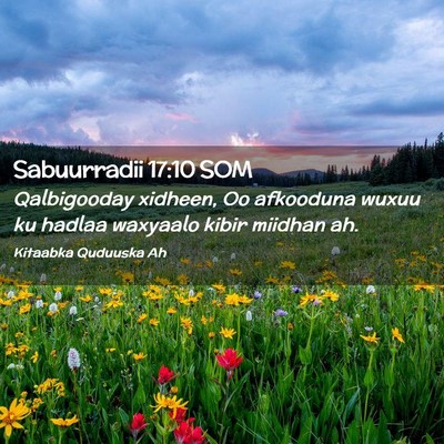 Picture 02 - Sabuurradii 17:10 SOM - Qalbigooday xidheen, Oo afkooduna wuxuu ku hadlaa - Bible Verse Picture