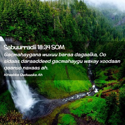 Picture 02 - Sabuurradii 18:34 SOM - Gacmahaygana wuxuu baraa dagaalka, Oo sidaas - Bible Verse Picture
