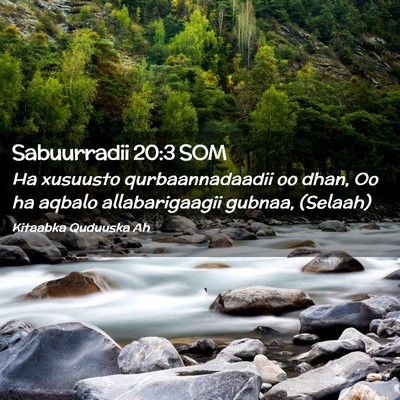Picture 02 - Sabuurradii 20:3 SOM - Ha xusuusto qurbaannadaadii oo dhan, Oo ha aqbalo - Bible Verse Picture