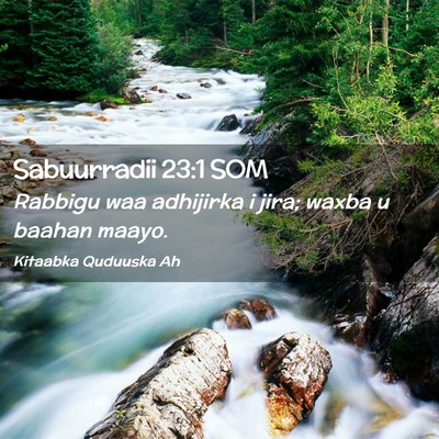 Picture 02 - Sabuurradii 23:1 SOM - Rabbigu waa adhijirka i jira; waxba u baahan - Bible Verse Picture