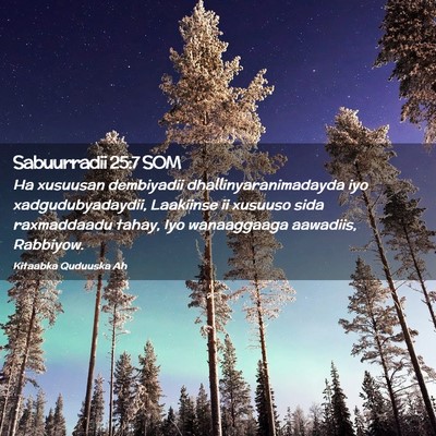 Picture 02 - Sabuurradii 25:7 SOM - Ha xusuusan dembiyadii dhallinyaranimadayda iyo - Bible Verse Picture