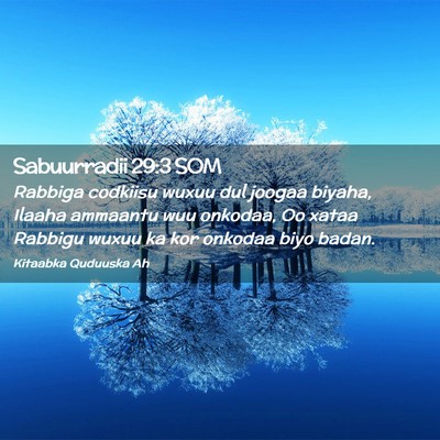 Picture 02 - Sabuurradii 29:3 SOM - Rabbiga codkiisu wuxuu dul joogaa biyaha, Ilaaha - Bible Verse Picture