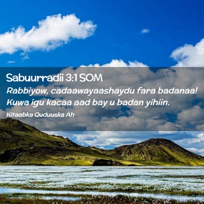 Picture 02 - Sabuurradii 3:1 SOM - Rabbiyow, cadaawayaashaydu fara badanaa! Kuwa igu - Bible Verse Picture