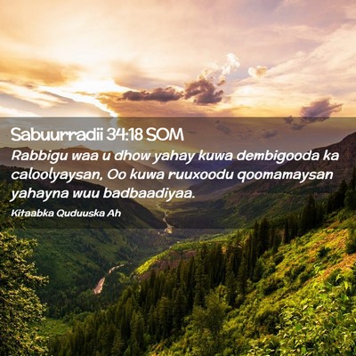 Picture 02 - Sabuurradii 34:18 SOM - Rabbigu waa u dhow yahay kuwa dembigooda ka - Bible Verse Picture