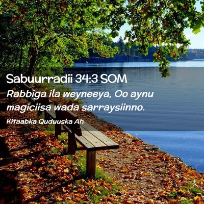 Picture 02 - Sabuurradii 34:3 SOM - Rabbiga ila weyneeya, Oo aynu magiciisa wada - Bible Verse Picture