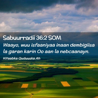 Picture 02 - Sabuurradii 36:2 SOM - Waayo, wuu isfaaniyaa inaan dembigiisa la garan - Bible Verse Picture