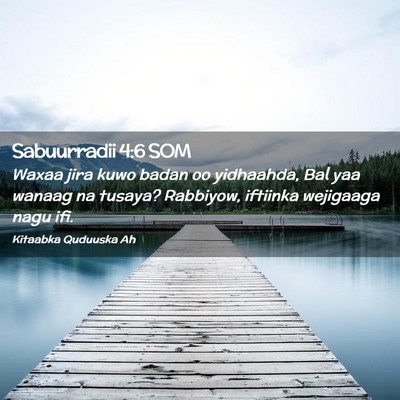 Picture 02 - Sabuurradii 4:6 SOM - Waxaa jira kuwo badan oo yidhaahda, Bal yaa - Bible Verse Picture