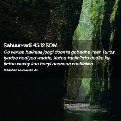 Picture 02 - Sabuurradii 45:12 SOM - Oo waxaa halkaas joogi doonta gabadha reer Turos, - Bible Verse Picture